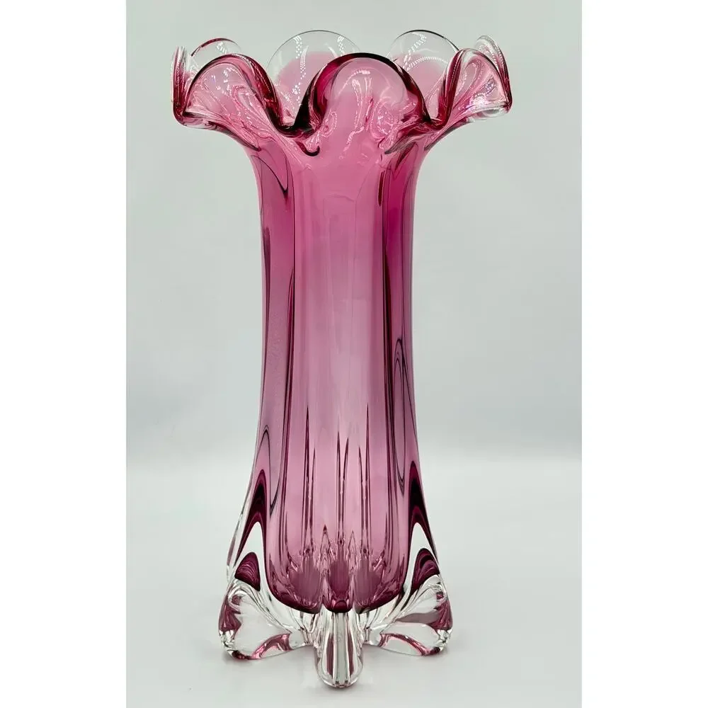 Mid-Century Czech Art Glass Vase, Josef Hospodka, Chřibská (Rubin glass) 1960s